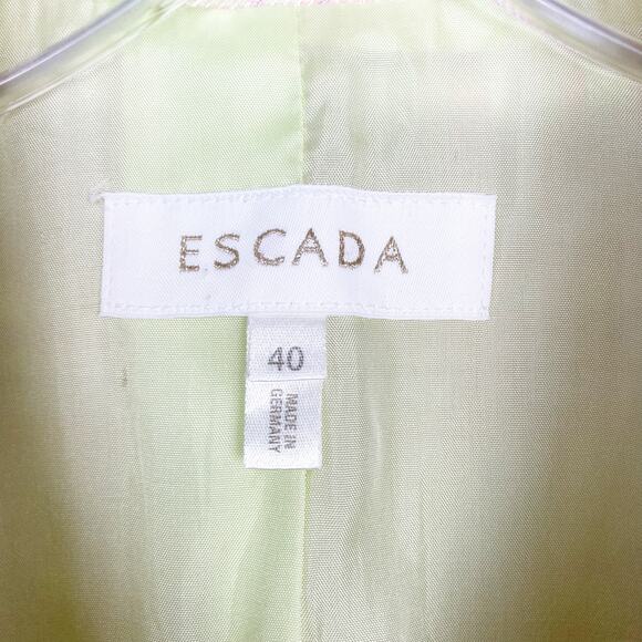 Escada Pink Yellow Pastel Silk Blend Plaid Blazer Sz 40 - Picture 4 of 7